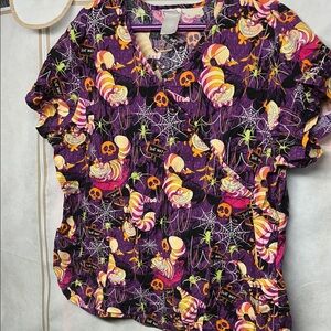 Colorful Alice in Wonderland Halloween Print Women's Top